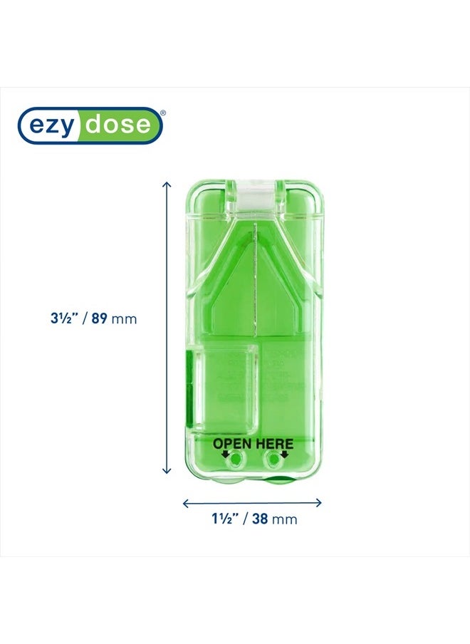 Ezy Dose - Pill Cutter and Splitter with Dispenser, Cuts Pills, Vitamins, Tablets, Stainless Steel Blade, Travel Sized, Green - Image 1