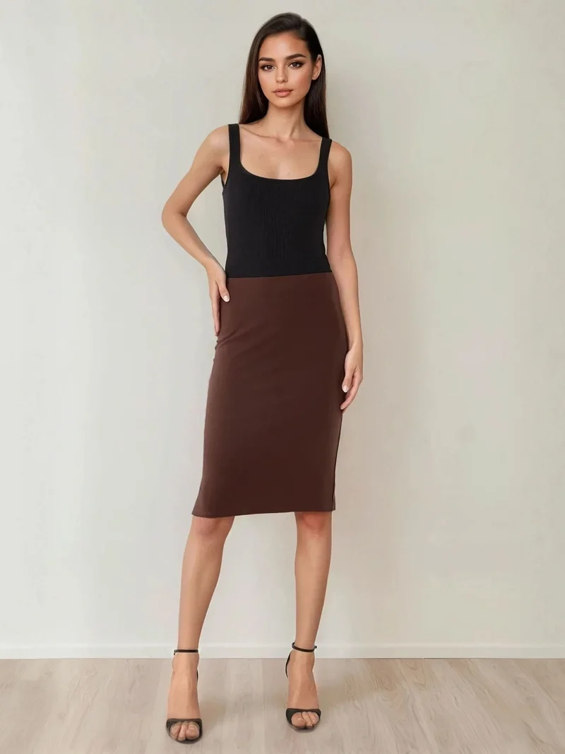 زوبعة تنورة ميدي ضيقة بخصر عالٍ