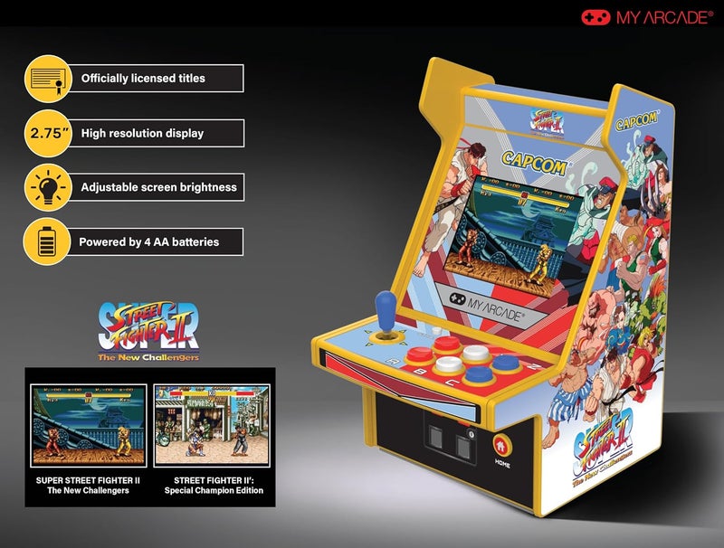 My Arcade  MICRO PLAYER 6.7" SUPER STREET FIGHTER II PORTABLE RETRO ARCADE (2 GAMES IN 1) - YELLOW & GRAY - Image 2