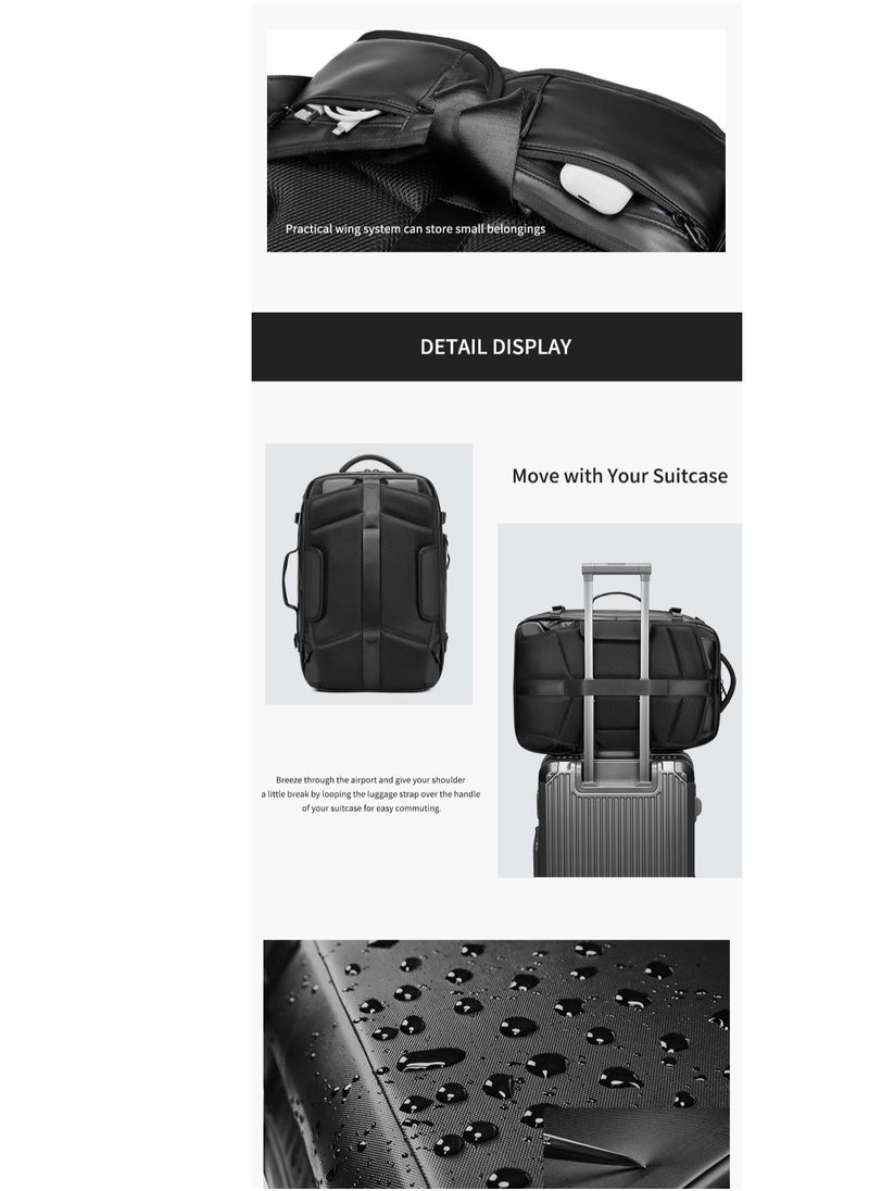 Skycare - Skycare Business Travel Waterproof Backpack, Multi-functional Large Capacity Expandable Computer Bag for Handheld or Shoulder Carry - Image 1