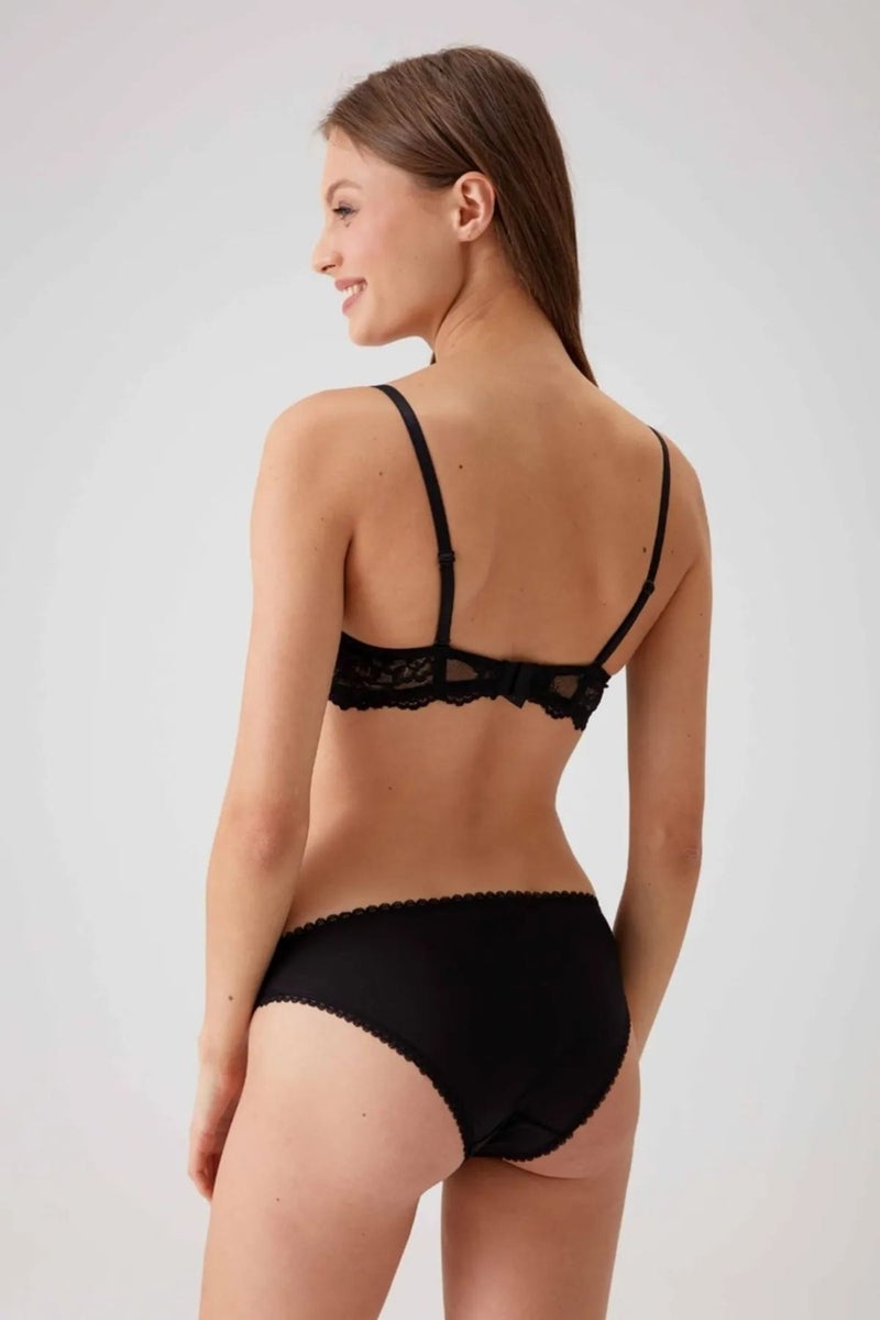 pierre cardin 4560 Women's Black Lace Bra Panty Set - Black  - Image 5