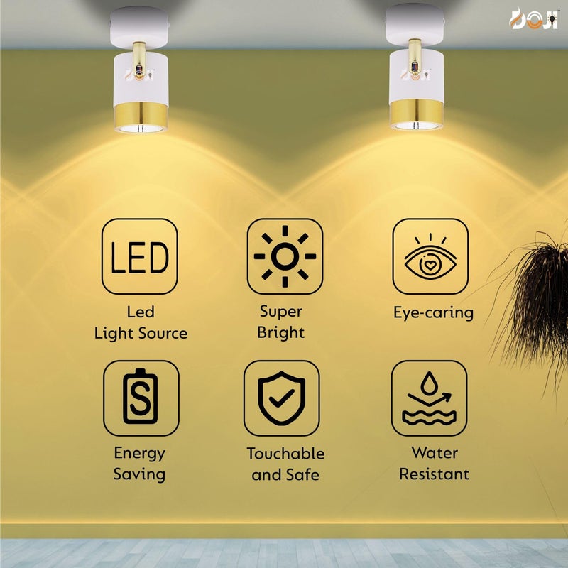 DOJI White Gold Finish spot Lights Aluminium Focus Light Adjustable Head Focus Light for Wall spot Lights for Home Ceiling spot Light ColorWarmwhite 6 watt - Image 5