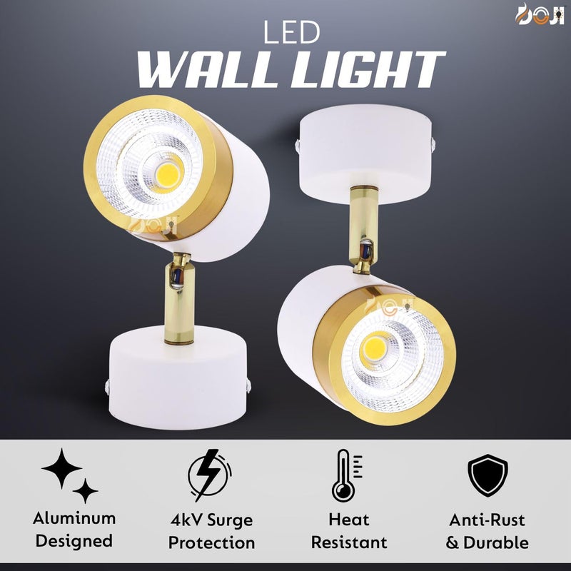 DOJI White Gold Finish spot Lights Aluminium Focus Light Adjustable Head Focus Light for Wall spot Lights for Home Ceiling spot Light ColorWarmwhite 6 watt - Image 2