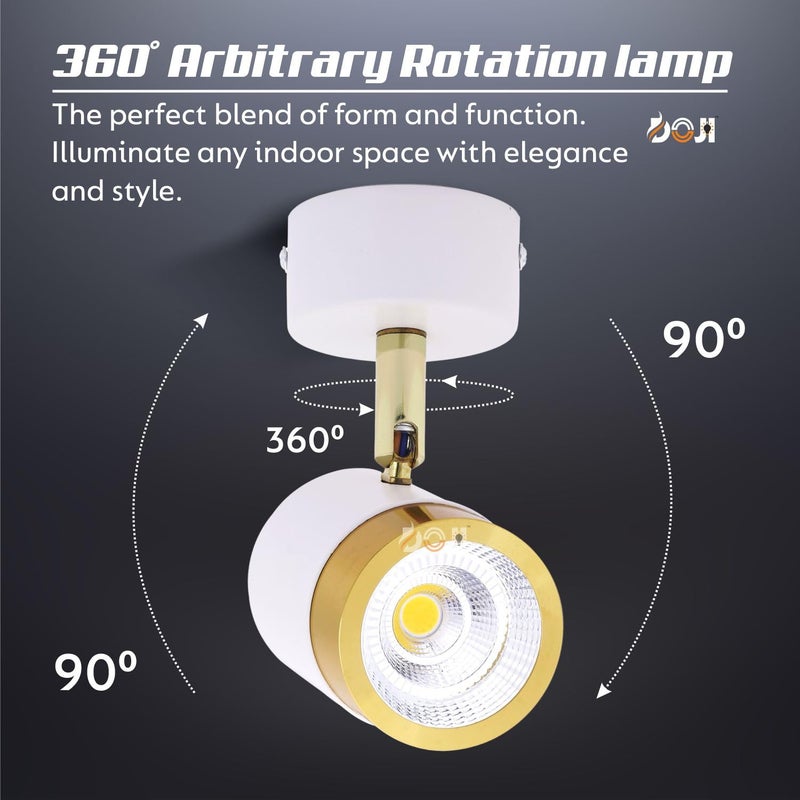 DOJI White Gold Finish spot Lights Aluminium Focus Light Adjustable Head Focus Light for Wall spot Lights for Home Ceiling spot Light ColorWarmwhite 6 watt - Image 4