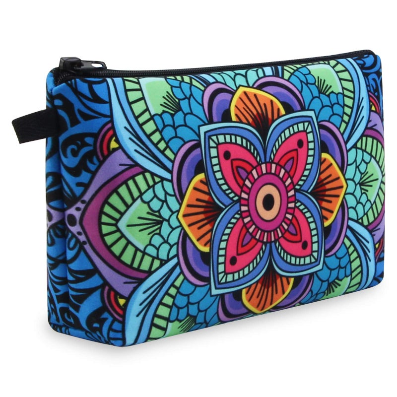 MAGEFY Small Makeup Bag Portable Travel Cosmetic Bag Zipper Pouch Waterproof Makeup Pouch Multifunctional Small Bag for Women 1 pack dark blue flower 0179