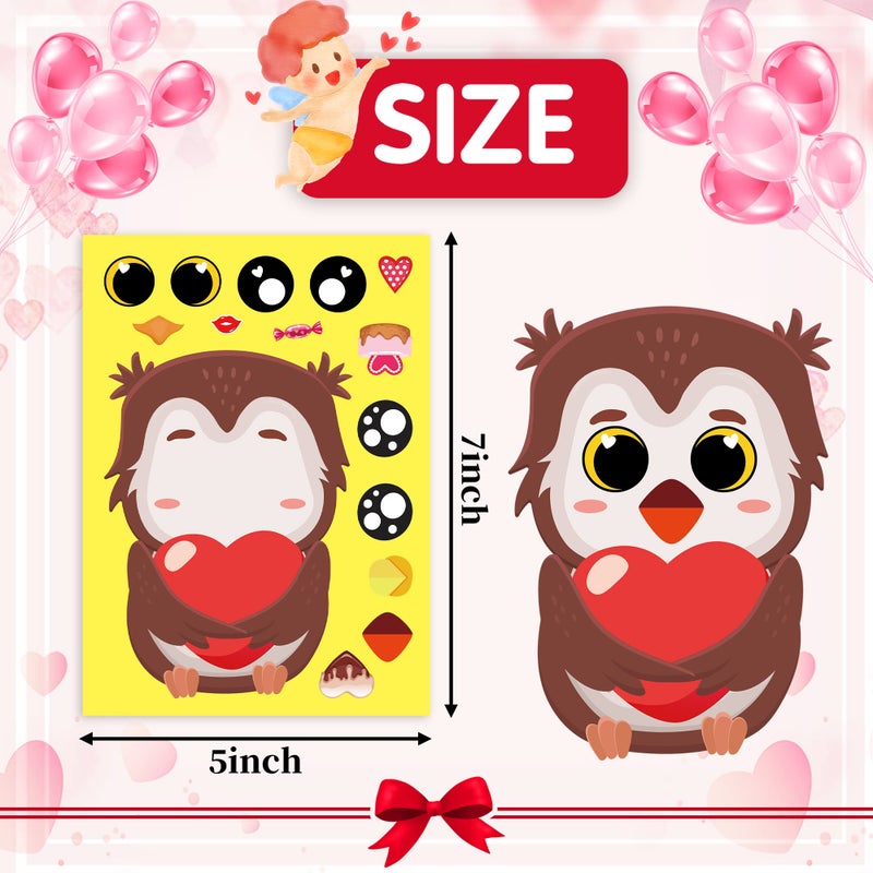 Joy Bang Valentines Stickers For Kids 36 Sheets Make Your Own Face Stickers Diy Valentines Crafts For Kids Red Pink Heart Love Sticker Valentines Day Party Supplies Favors Gift Games - Image 3