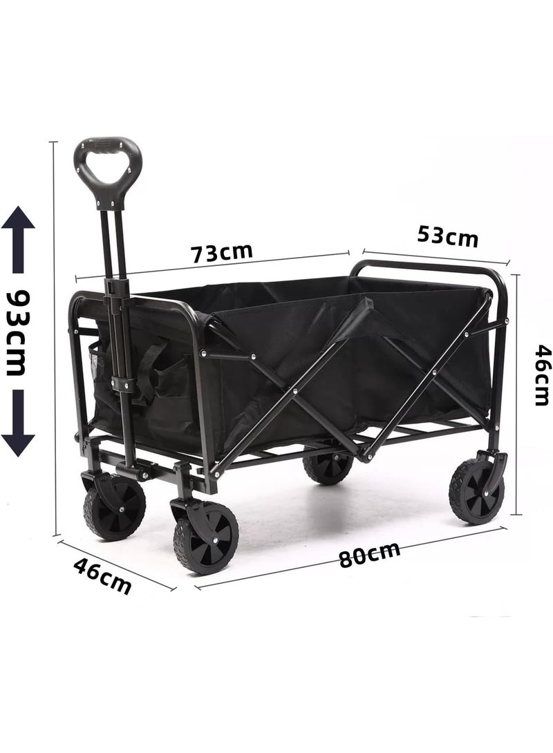 OHAHO Garden Cart Folding Carriage Outdoor Utility Carriage Garden Shopping Cart Beach Carriage with All Terrain Wheels Max Support 80kg Portable Transport Trailer 600D Oxford (Black) - Image 5