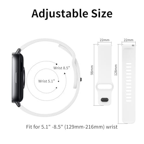 Tobfit Solicone Strap Compatible with Redmi Watch 5 Active, Sport Waterproof Replacement Strap for Redmi Watch 5 Lite/Active band,White - Image 4