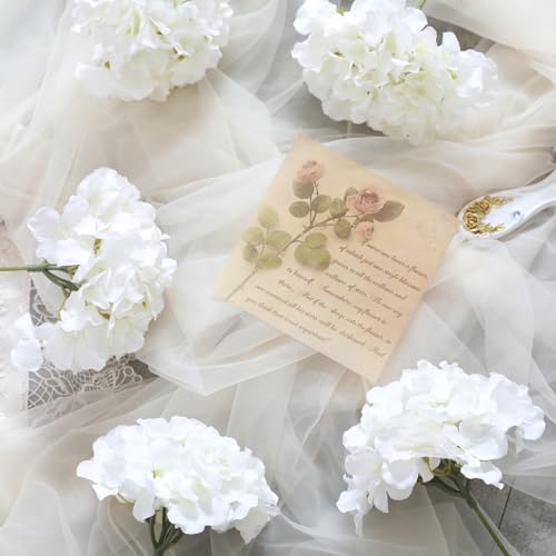 Tifuly Hydrangea Artificial Flowers -12 pcs Realistic Fake Hydrangea Silk Flowers with Stems Faux Hydrangea Flowers Heads for Office Home Party Wedding Centerpiece DIY Floral Decor (White) - Image 3