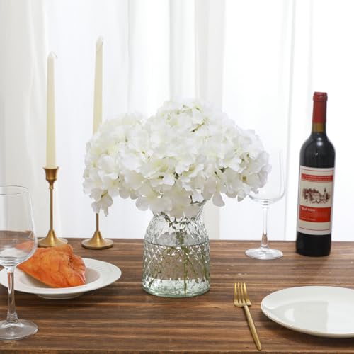 Tifuly Hydrangea Artificial Flowers -12 pcs Realistic Fake Hydrangea Silk Flowers with Stems Faux Hydrangea Flowers Heads for Office Home Party Wedding Centerpiece DIY Floral Decor (White) - Image 5