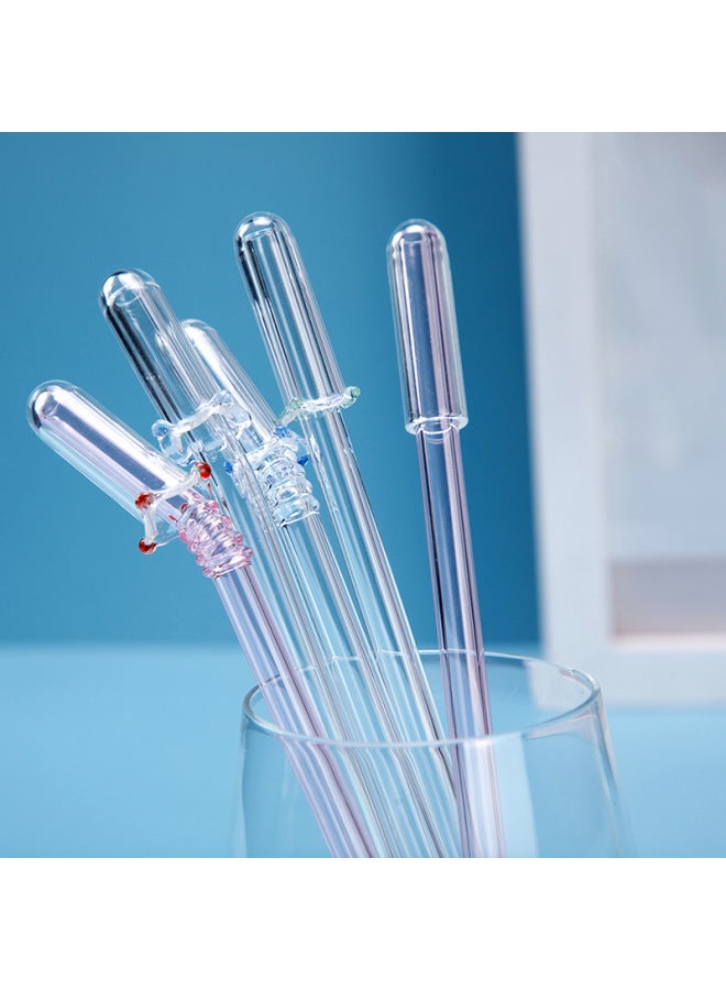 High Borosilicate Glass Straw Dustproof Cap Anti-fall Dust Plug Cover Insect-proof Dustproof Sleeve Protects Against Dust-Color:Inner Diameter 8mm Green Lace Straw Cap  - Image 2