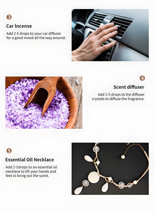 Wish Plus 6pcs x 10mL Aromatherapy Essential Oils Set – Water-Soluble Diffuser Oils for Humidifier, Helps Relaxation & Relieves Dry Skin – Sandalwood, Rose, Lavender, Lemon, Black Ice, Sakura - Image 5