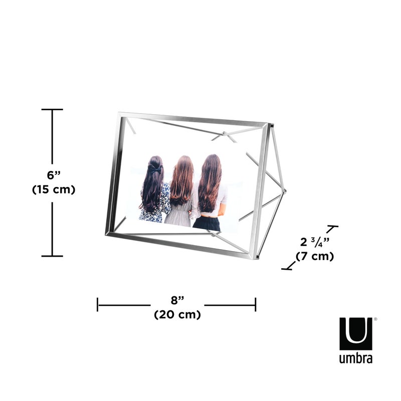 امبرا Umbra Prisma Picture Frame 4x6 عرض صورة معدنية للمكتب أو الجدار 4 "× 6" "Chrome - Image 3