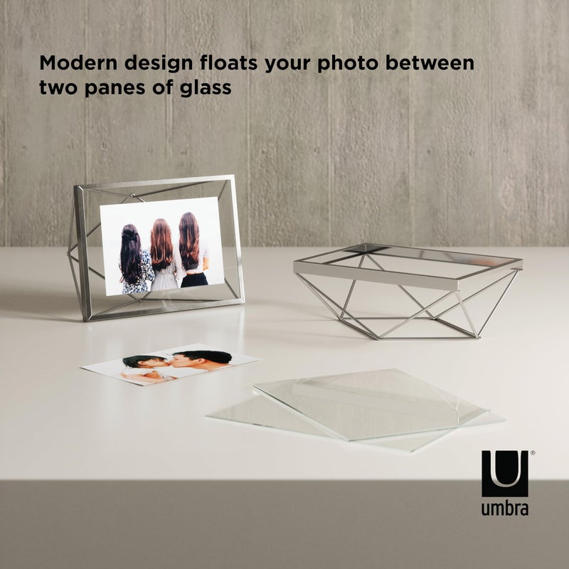 امبرا Umbra Prisma Picture Frame 4x6 عرض صورة معدنية للمكتب أو الجدار 4 "× 6" "Chrome - Image 4