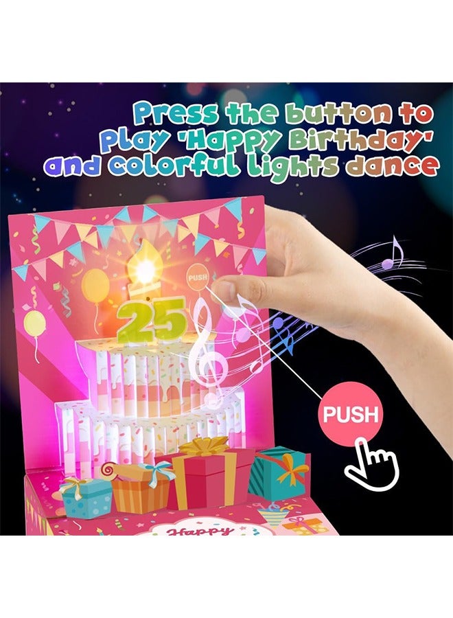 Money Box for Cash Gift Birthday, Birthday Money Pull Box, Money Gift Boxes for Cash Pull, Money Box for Cash Gift with Music & Blowable Candle and Light POP UP Cake Birthday Card - Image 3