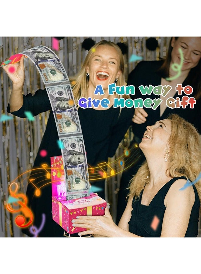 Money Box for Cash Gift Birthday, Birthday Money Pull Box, Money Gift Boxes for Cash Pull, Money Box for Cash Gift with Music & Blowable Candle and Light POP UP Cake Birthday Card - Image 5