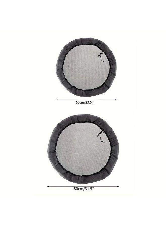 Adjustable Mesh Rain Bucket Lid With Drawstring Blue Foldable Leaf Debris Filter Diameter 60 cm - Image 3