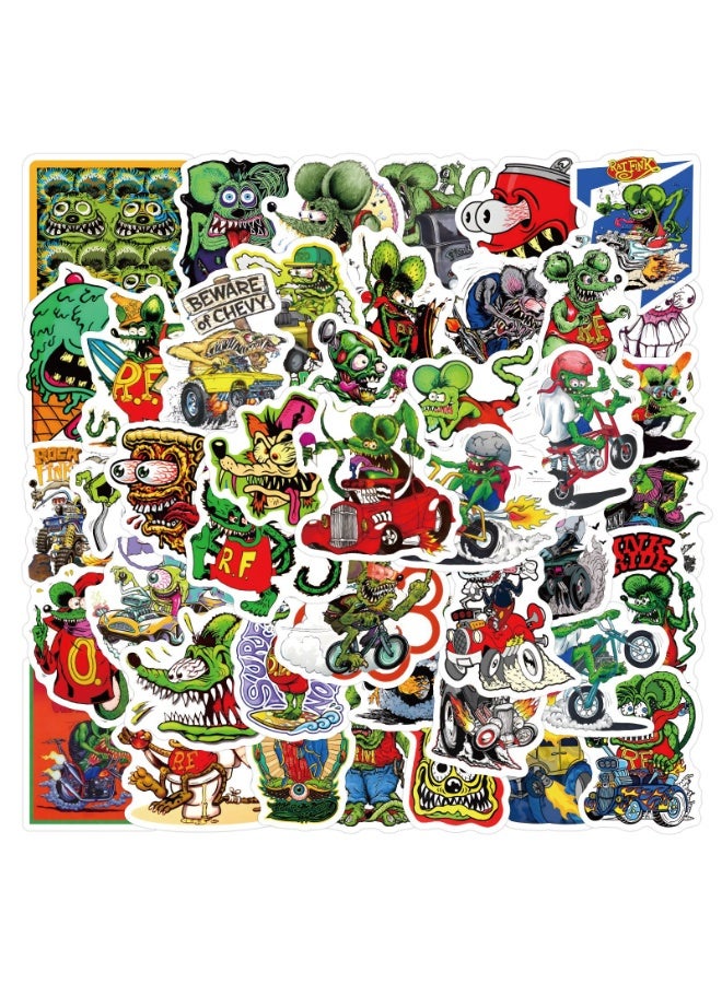 NIBEMINENT 60 Pcs Rat Fink Deco Kit Waterproof Stickers, High Definition Printing Bright Colors, Suitable for Laptop Skateboard Luggage Water Bottle Guitar DIY - Image 2