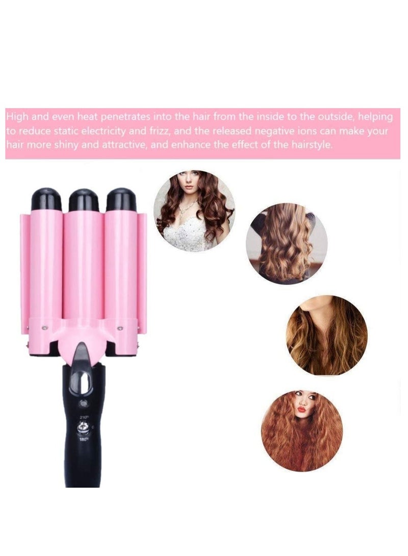 JAJEEK 3 Barrel Jumbo Curling Iron Wand 32mm – Adjustable Temperature Ceramic Hair Crimper for Big, Beachy Waves – 1.25" Barrel Curling Iron for All Hair Types - Image 5