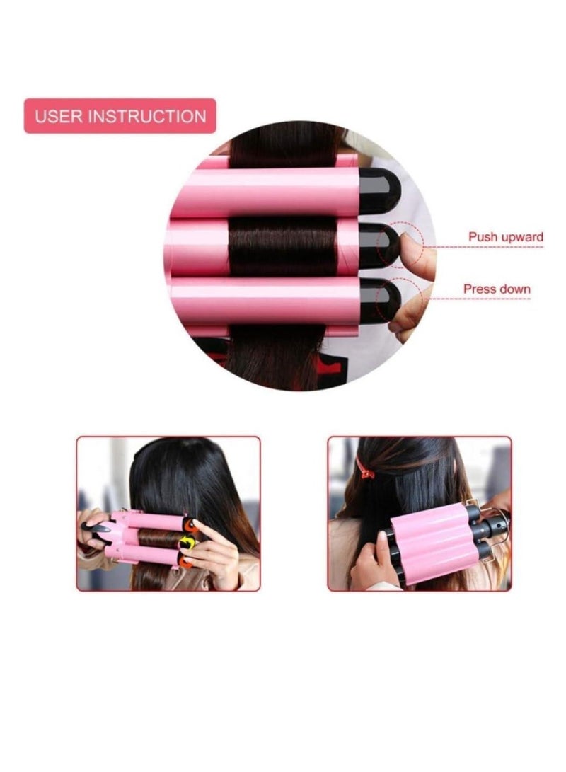 JAJEEK 3 Barrel Jumbo Curling Iron Wand 32mm – Adjustable Temperature Ceramic Hair Crimper for Big, Beachy Waves – 1.25" Barrel Curling Iron for All Hair Types - Image 3