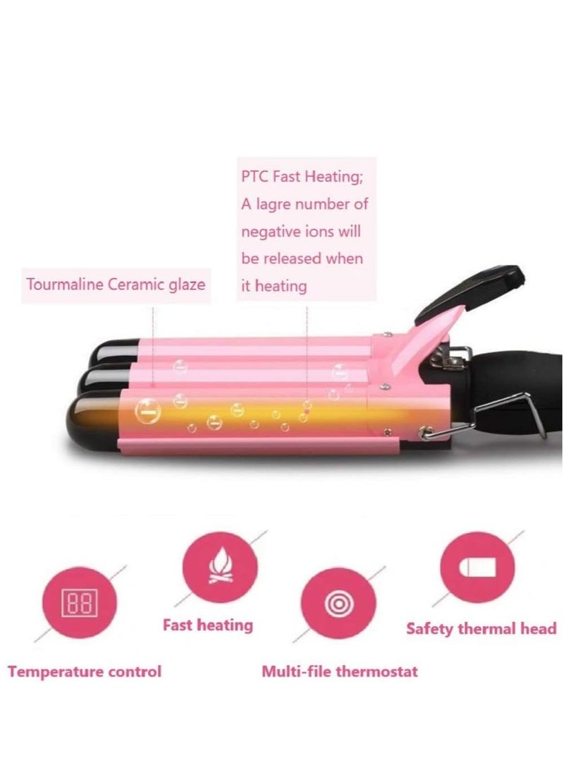 JAJEEK 3 Barrel Jumbo Curling Iron Wand 32mm – Adjustable Temperature Ceramic Hair Crimper for Big, Beachy Waves – 1.25" Barrel Curling Iron for All Hair Types - Image 4