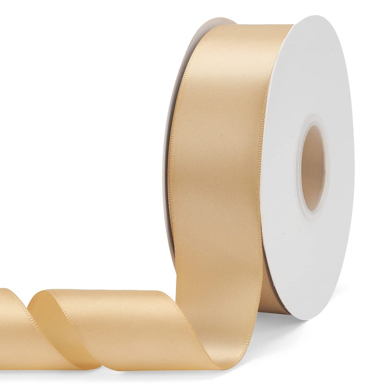 Ewaymado Solid Color Gold Double Faced Satin Ribbon 112 X 50 Yards Fabric Ribbons Perfect for Wedding and Party DecorationGift Wrapping Sewing Crafts