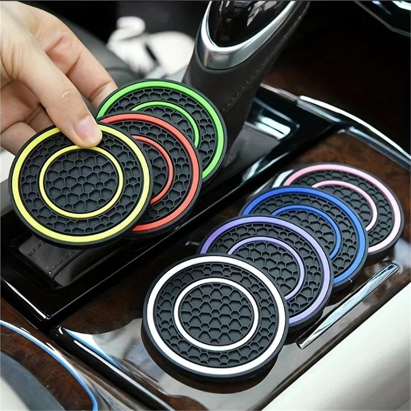 Application 12pcs Universal Car Cup Holder Coasters Non-Slip and Anti-dust Insert Auto Mat Interior Accessories(Green) - Image 2