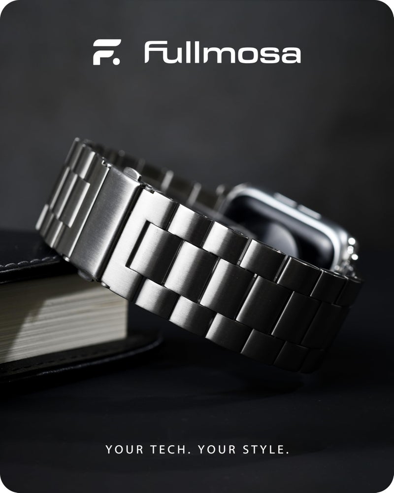 Fullmosa Compatible Apple Watch Band 42mm 44mm 45mm, Stainless Steel iWatch Band with Case for Apple Watch SE3/2/1 Series 9/8/7/6/5/4/3/2/1, 42mm 44mm 45mm Silver (Watch not Included) - Image 2