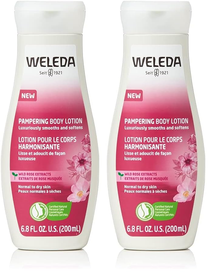 Weleda Pampering Wild Rose Body Lotion, Plant Rich Moisturizer with Wild Rose Oil, Jojoba Oil and Shea Butter, 6.8 Fl Oz (Pack of 2)