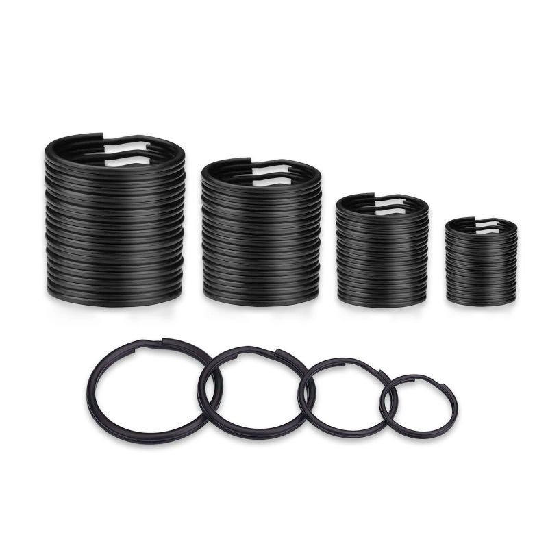 ZoloAJay 40 Pack Black Key Ring Keychain Assorted in 4 Sizes Metal Round Split Key Chains Rings for Home Car Dog Tag Office Lanyards Keys Attachment - Image 1