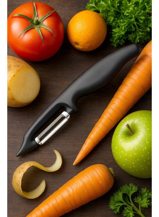 Top Chef Multipurpose Vegetable & Fruit Peeler - Strong Stainless Steel Blades, Easy to Use, Long-Lasting - Black - Image 1