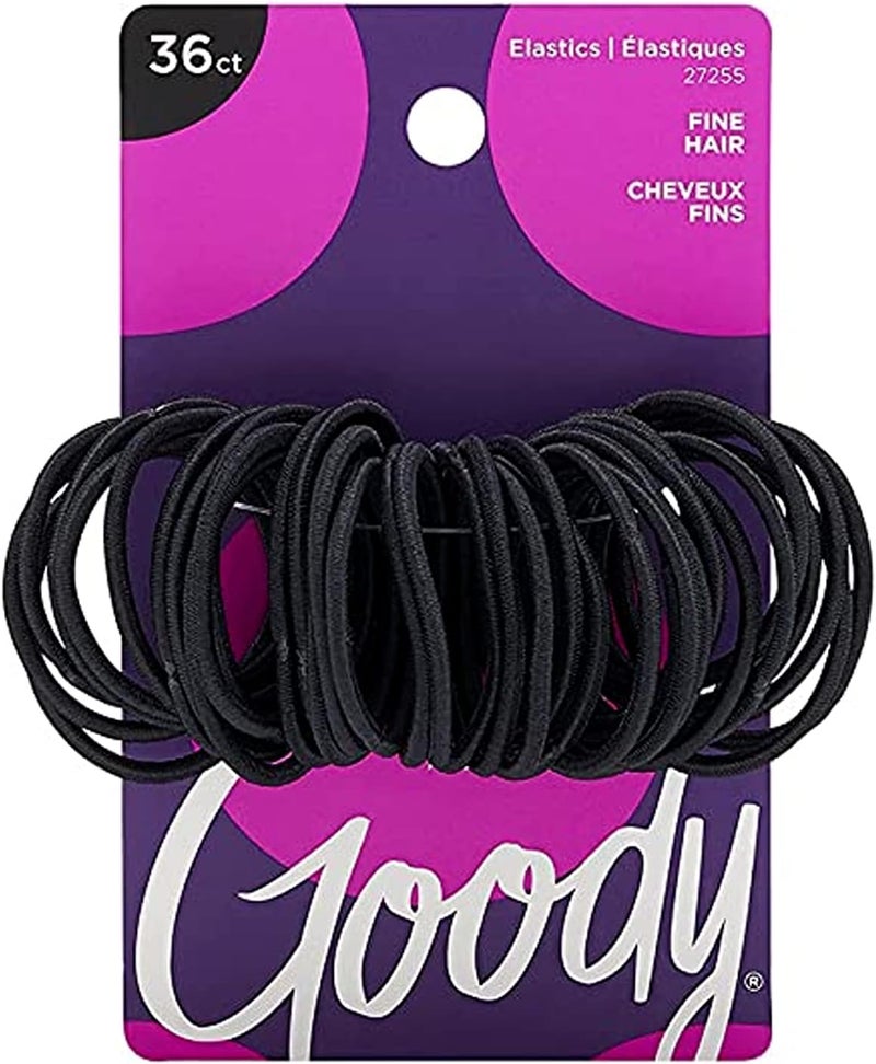 Goody Ouchless Hair Elastics, Black, 36 Count (Pack of 3) - Image 1