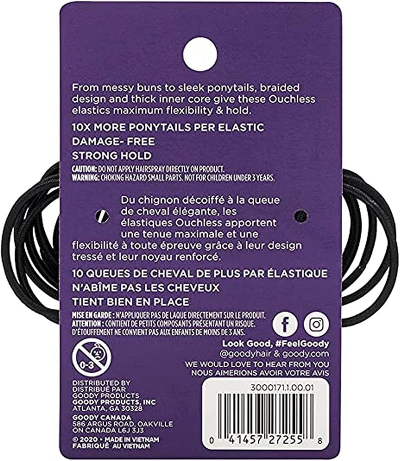 Goody Ouchless Hair Elastics, Black, 36 Count (Pack of 3) - Image 3