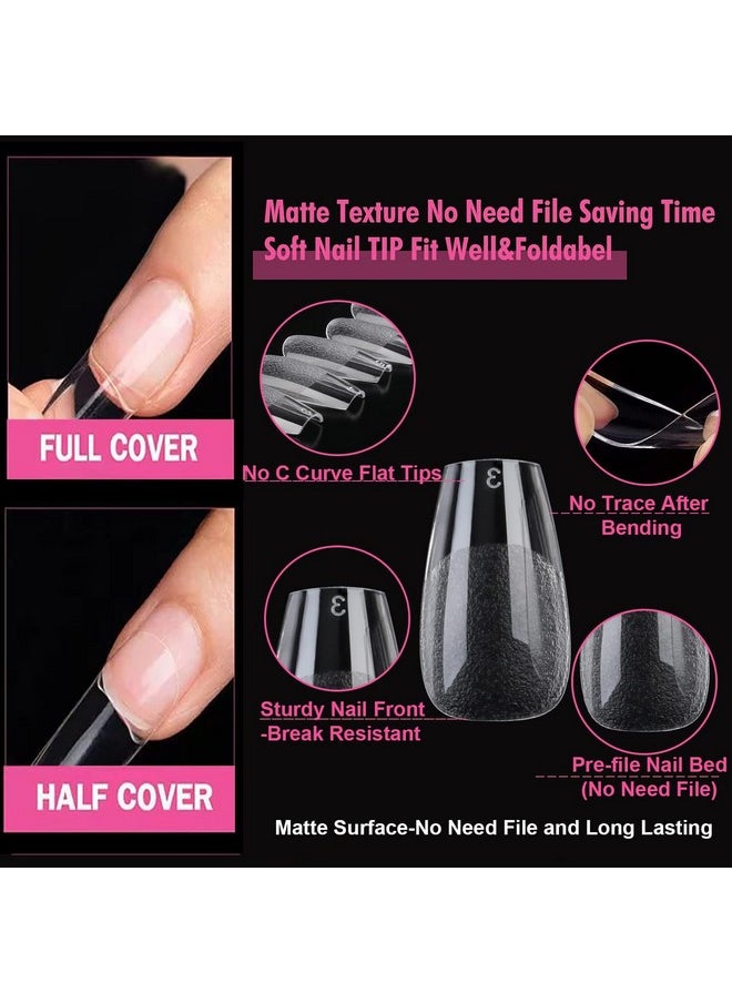 UNA GELLA Short Coffin Fake Nails 504Pcs Short Coffin Press On Nails Pre-Shape Short Coffin Gel Nail Tips For Full Cover Acrylic False Nails Nail Extension Home Diy Nail Salon 12 Sizes Gelly Tips  - Image 2