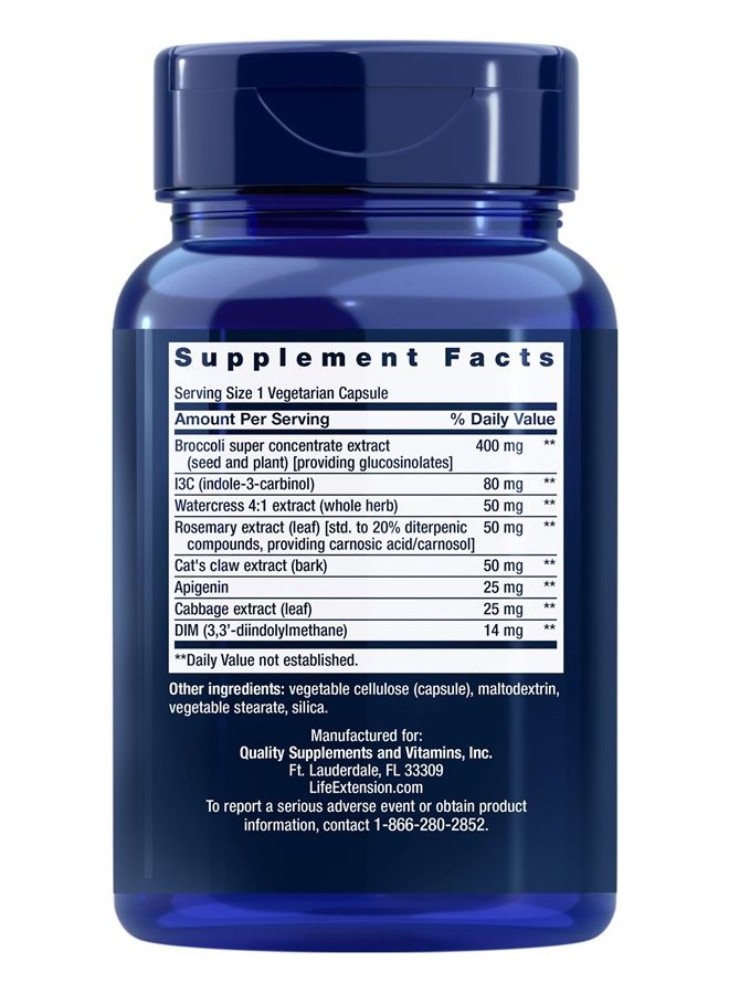 Life Extension Triple Action Cruciferous Vegetable Extract, 60 Vegetarian Capsules—Helps Maintain DNA Health & Already-Healthy Hormone Levels - Non-GMO, Gluten-Free, Vegetarian - Image 2