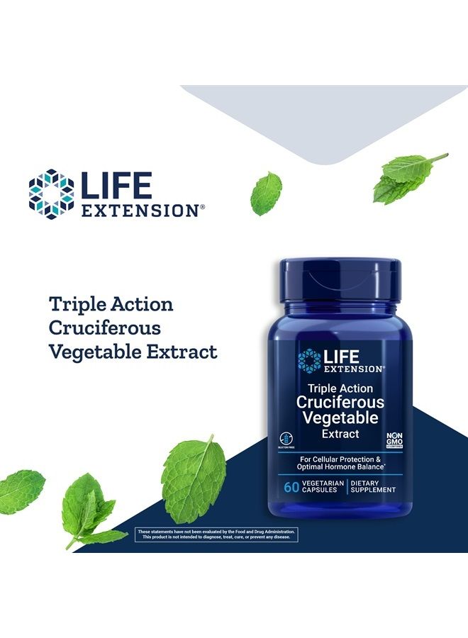 Life Extension Triple Action Cruciferous Vegetable Extract, 60 Vegetarian Capsules—Helps Maintain DNA Health & Already-Healthy Hormone Levels - Non-GMO, Gluten-Free, Vegetarian - Image 4