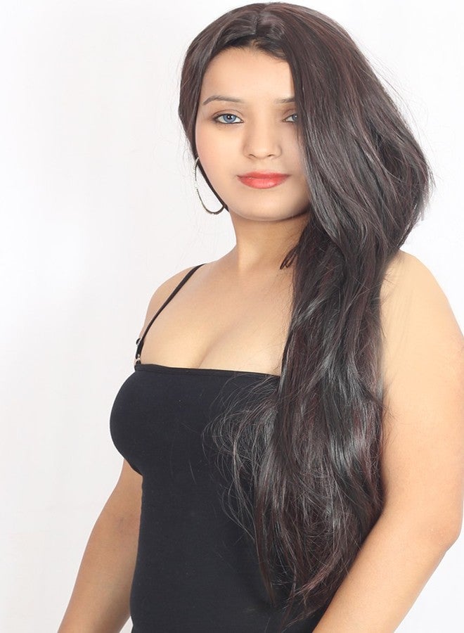 Ritzkart Straight Black with maroon Mix Hair Wig Size 31 Inch - Image 4