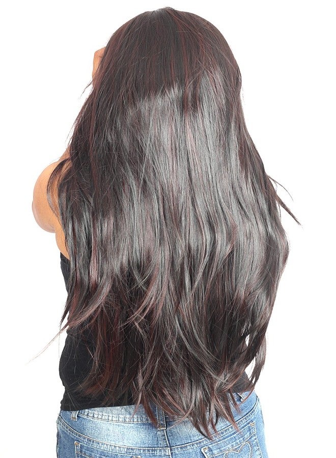 Ritzkart Straight Black with maroon Mix Hair Wig Size 31 Inch - Image 3