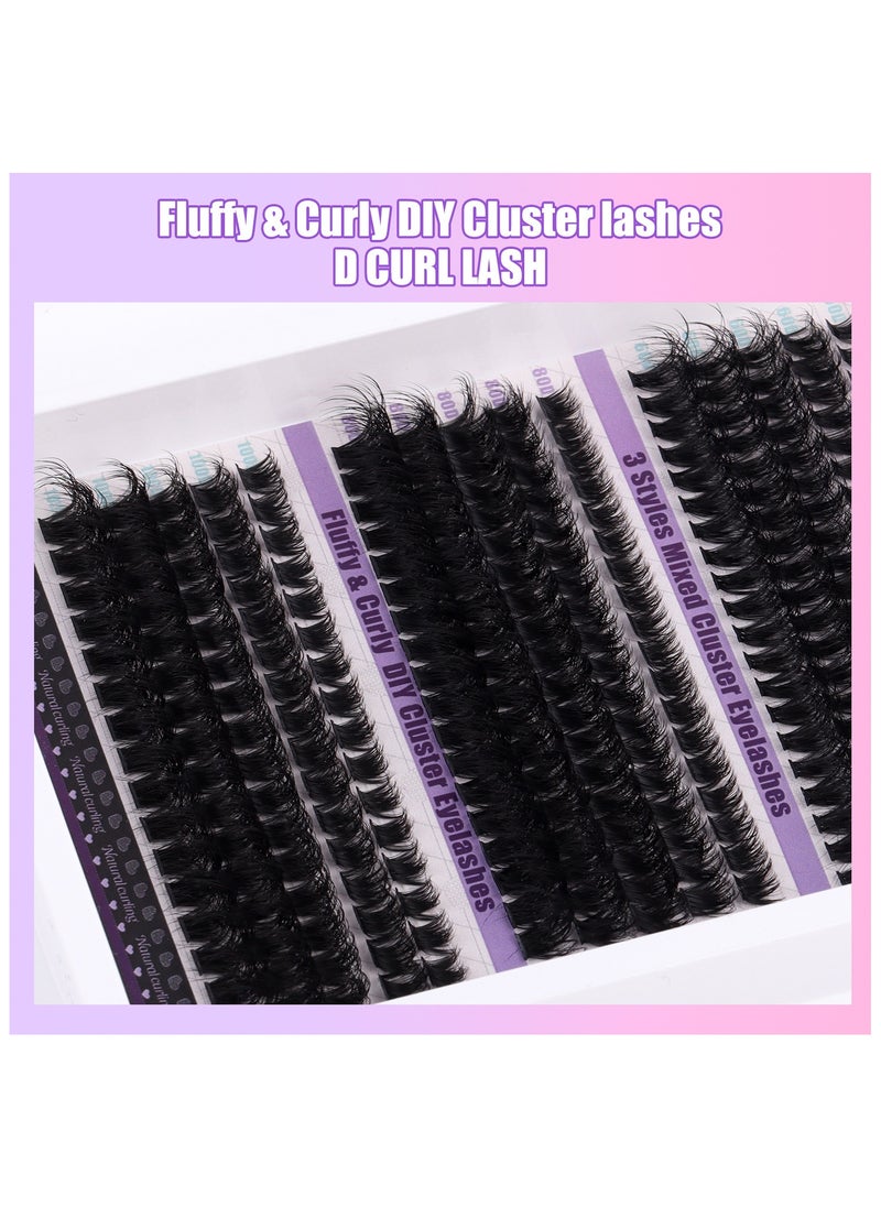 270pcs False Eyelashes Extensions Volume 60D 80D 100D 10-18MM Eyelash Clusters D Curl Cluster Lashes，DIY False Cluster Lashes，Thin Band Natural Eye False Eyelashes