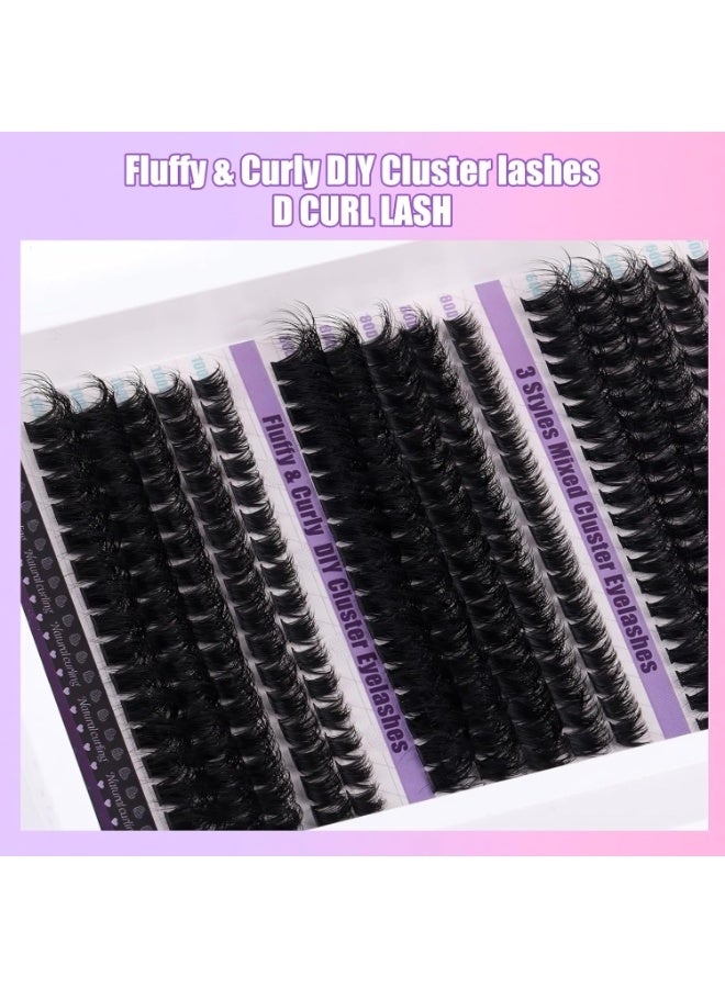 KIIUMI 270pcs False Eyelashes Extensions Volume 60D 80D 100D 10-18MM Eyelash Clusters D Curl Cluster Lashes，DIY False Cluster Lashes，Lash Clusters，Thin Band Natural Eye False Eyelashes - Image 4