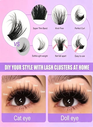 Lashes Extensions, Tufted False Eyelashes, DIY Lash Extensions for Natural Look, Reusable ( 60D 80D 100D 10-18MM) - view 5