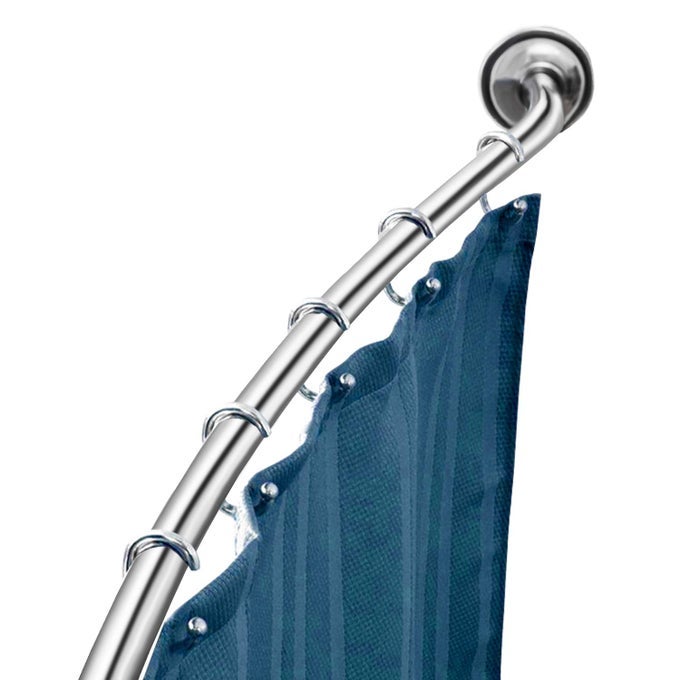 CURVED SHOWER ROD STAINLESS STEEL ADJUSTABLE 112180CM TELESCOPIC SHOWER CURTAIN POLE EXTENSIBLE SHOWER RAIL INCLUDING FITTINGS CHROME