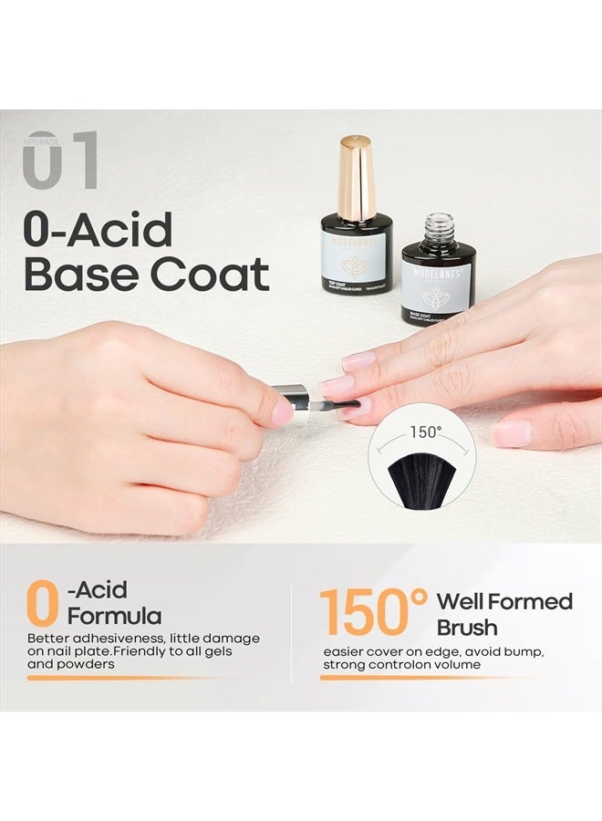 modelones طقم طلاء الأظافر الجل العلوي والقاعدي، 2 قطعة 10 مل طلاء أظافر جل بدون مسح، مجموعة طلاء علوي لامع يدوم طويلاً LED قابل للنقع للاستخدام المنزلي وصالونات الأظافر - Image 5