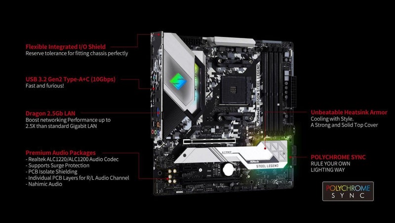 ASRock B550M Steel Legend Supports 3rd Gen AMD AM4 Ryzen™ / Future AMD Ryzen™ Processors Motherboard - Image 4