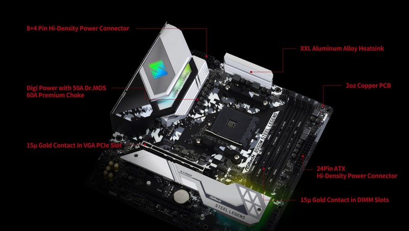 ASRock B550M Steel Legend Supports 3rd Gen AMD AM4 Ryzen™ / Future AMD Ryzen™ Processors Motherboard - Image 5