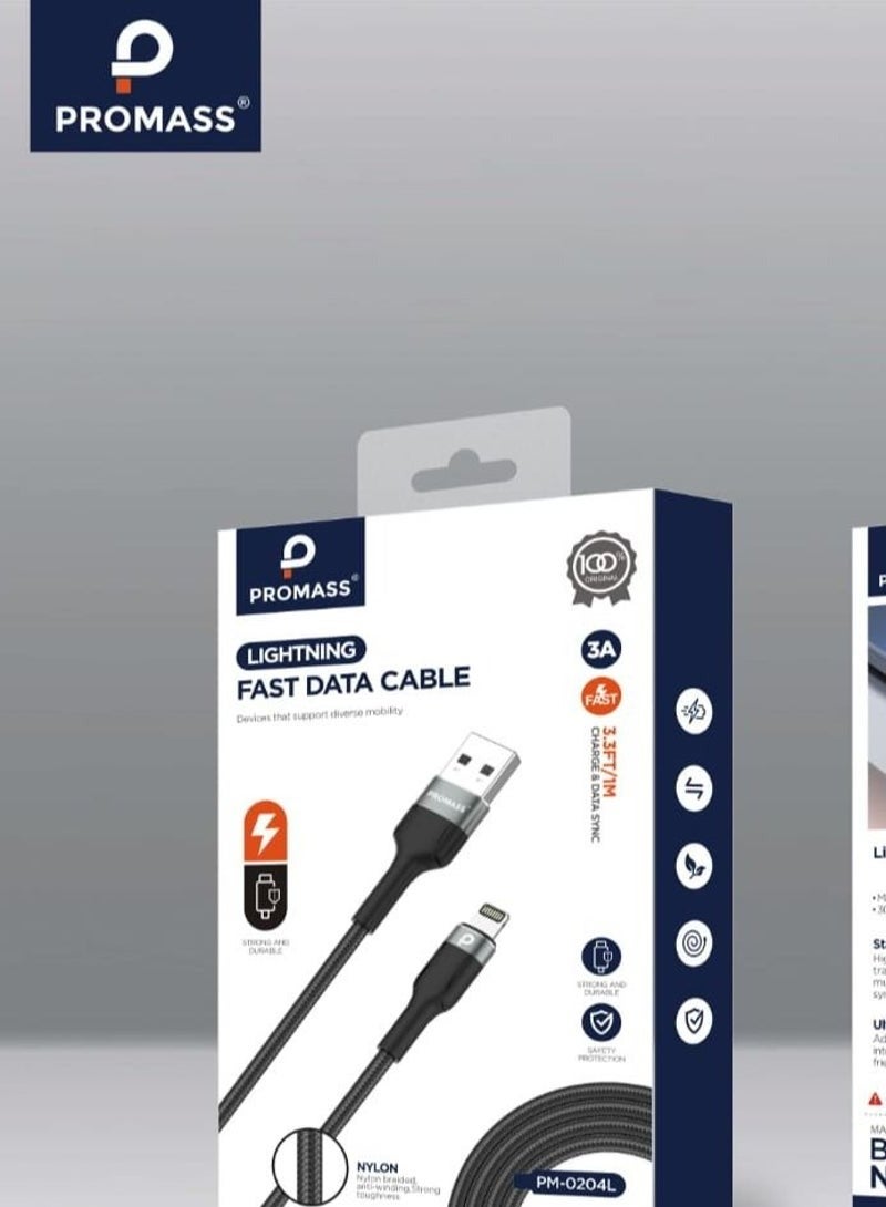 PROMASS High-Speed Braided USB-C to Lightning Cable, 30W Fast Charging, 2M Durable Nylon Data Cable - Image 2