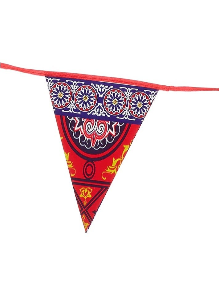 Khiyamiya Fabric Decorative Garland Triangle Shape 5 Meter Red Color, Traditional Design for Ramadan and Events, Suitable for Indoor and Outdoor Decoration - Image 2