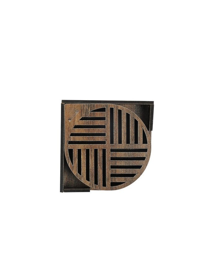 Handmade Wooden Tea Coasters Wooden Drink Coaster Wood Table Coaster Set of 6 with Stand for Tea Cups Coffee Mugs Beer Cans Bar Tumblers and Water Glasses (LINE Shape, Dark Brown)  - Image 1