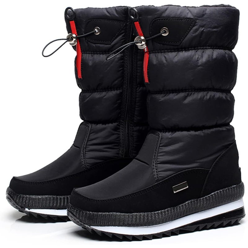 Snow Boots Womens, Winter Warm Plush Lined Ankle Wellies Waterproof Anti-Slip Hiking Flat Rubber Grip Sole Classic Short Boots for Outdoor Hiking Ski Holidays Snowboard - Image 1