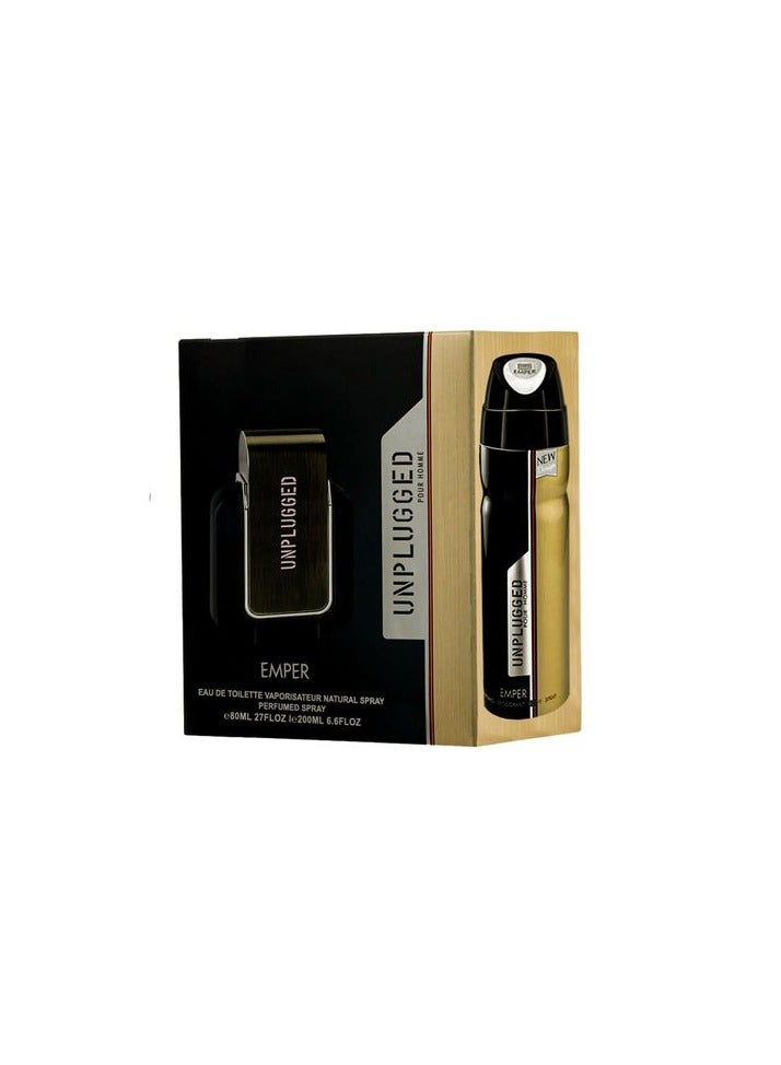 emper Unplungged Gift Set EDP For Men 80ml + Body Spray 200ml - Image 3